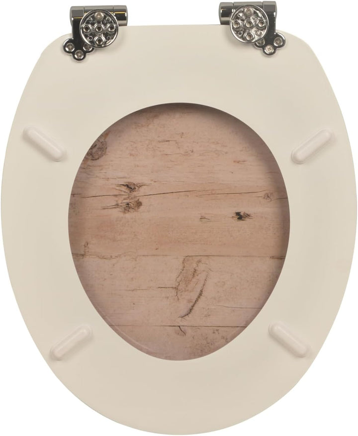 sanicomfort WC Sitz Wood light, MDF Holzkern, mit Absenkautomatik, Toilettensitz mit Klodecken, Klob