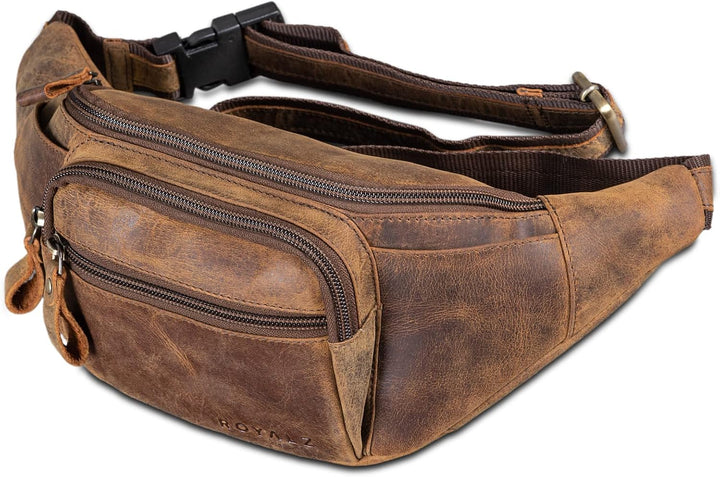 'Alabama' Gürteltasche Leder Herren Damen Bauchtasche Retro Vintage Look Hüfttasche flach Brusttasch