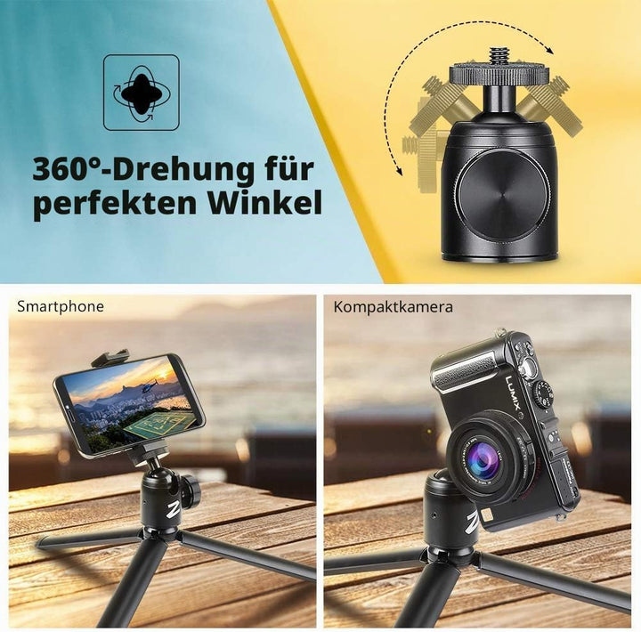 Zeadio Metall-Stativ + Kugelkopf-Halterung, mit 1/4 Zoll Schraube, Tisch-Stativ für Smooth 4, Crane
