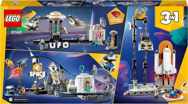 LEGO 31142 Creator 3-in-1 Weltraum-Achterbahn, Bausatz Einer Spielzeug-Kirmes mit funktionierenden W