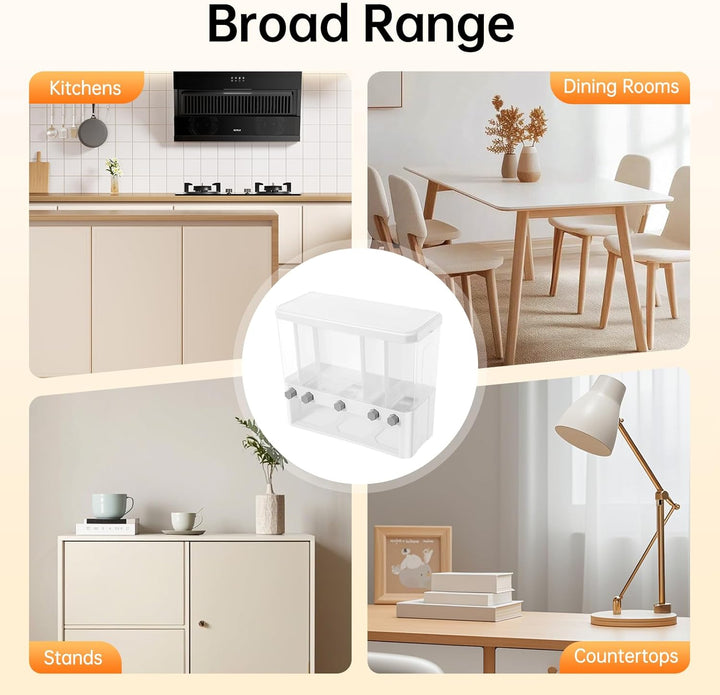 Food Rice Dispenser, 5-Grid 10kg Cereal Storage Container Küche Wall Mount Dry Food Dispenser Weiss