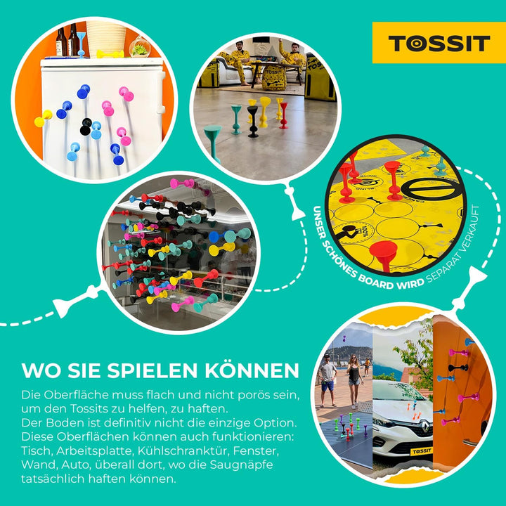 TOSSIT Spiel Saugnapf Darts, Indoor Outdoor Drinnen Draussen, Boccia, Petanque, Wurfspiel, Nachhalti