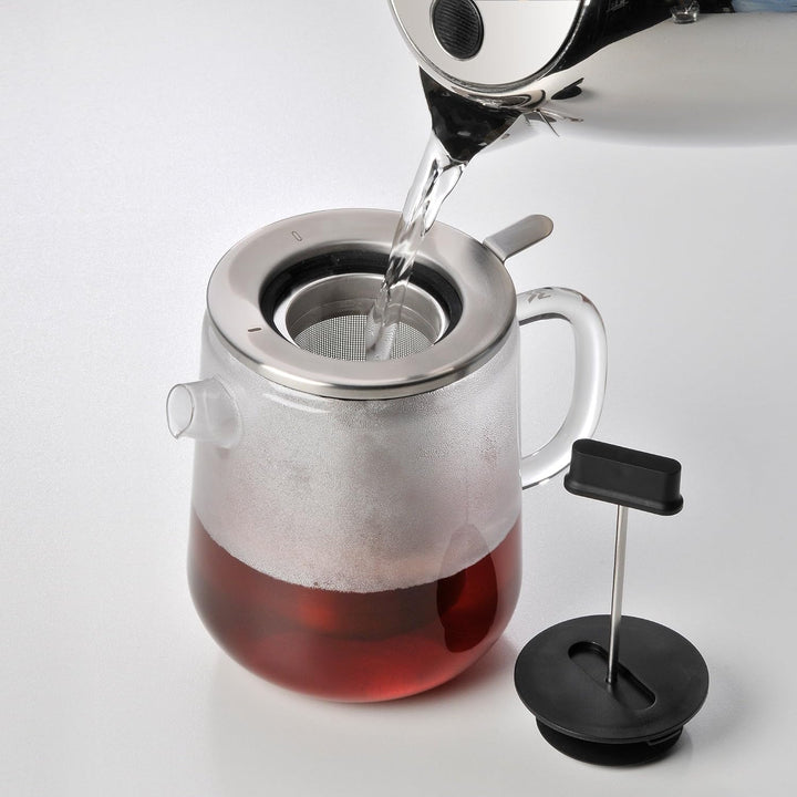 WMF SensiTea Teekanne mit Stövchen Set 3-teilig, Cromargan Edelstahl, Glaskanne 1,3l mit Siebeinsatz