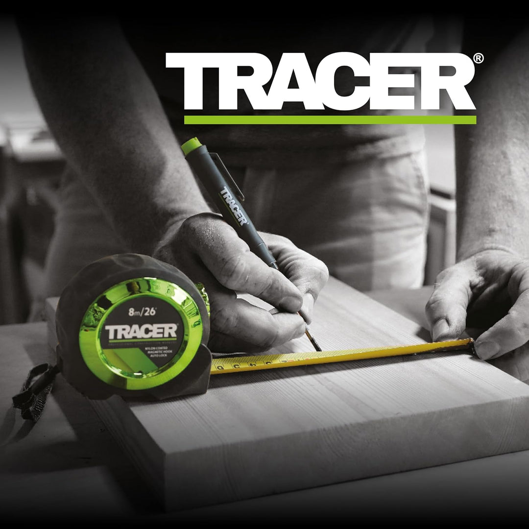TRACER 8m Automatisches Feststellband (nylonbeschichtetes Massband mit Magnethaken und automatischer