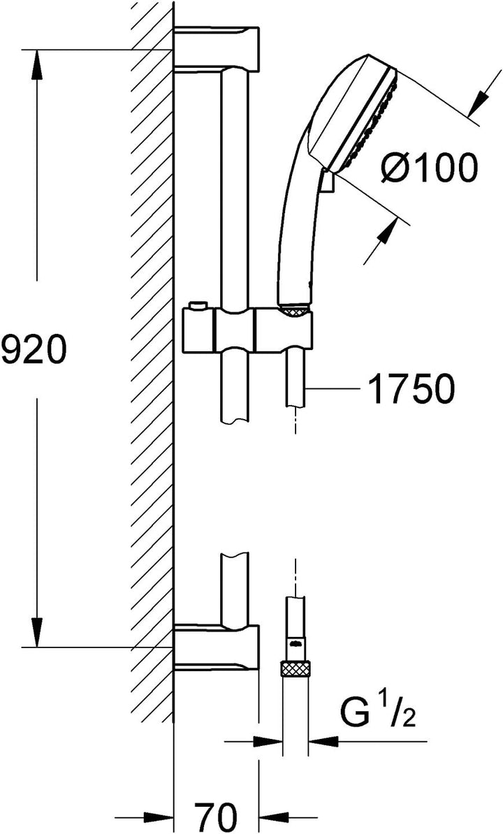 GROHE Tempesta Cosmopolitan 100 - Brausestangenset (2 Strahlarten, Antikalk-System, langlebige Oberf