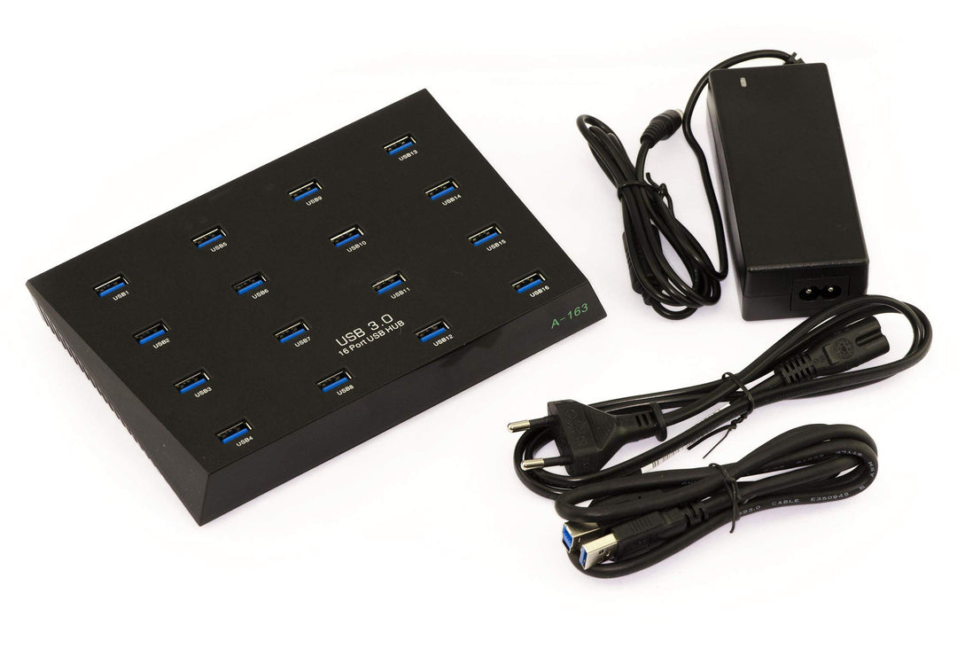 Kalea-Informatique© Industrial Hub USB3, 16 Ports (USB 3.0 Superspeed 5 GB), mit 5A-Netzteil - Indus