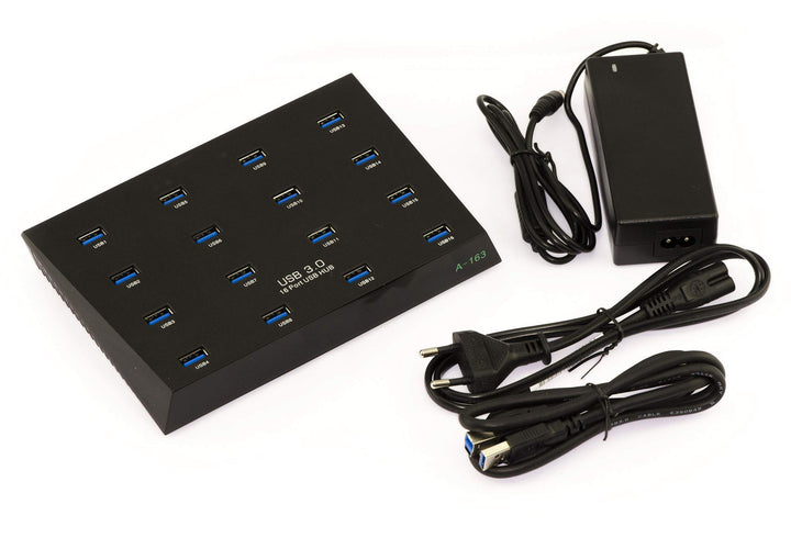 Kalea-Informatique© Industrial Hub USB3, 16 Ports (USB 3.0 Superspeed 5 GB), mit 5A-Netzteil - Indus