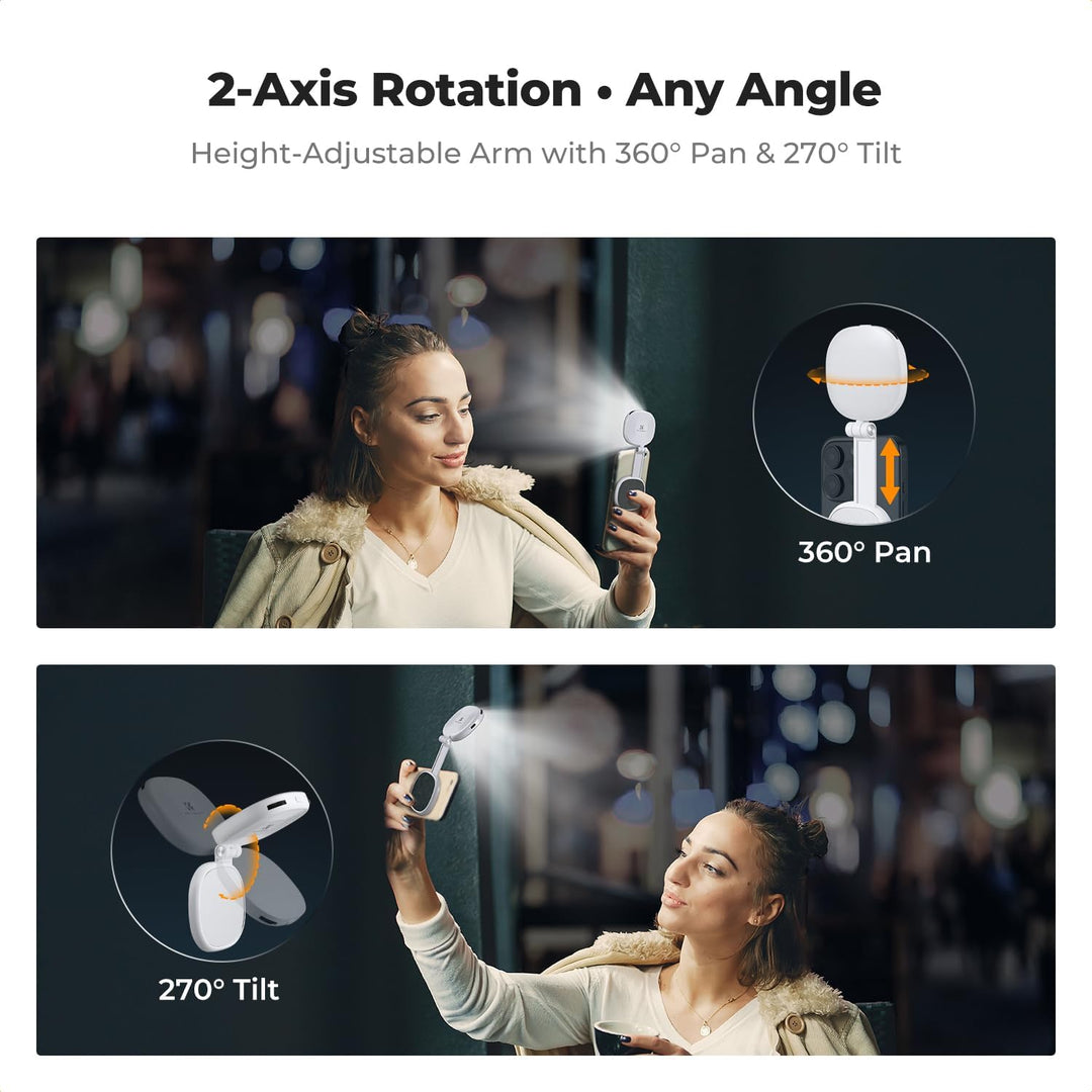 K&F CONCEPT Magnetische Selfie Licht mit Spiegel, 900mah Handy Ringlicht kompatibel mit iPhone Magsa