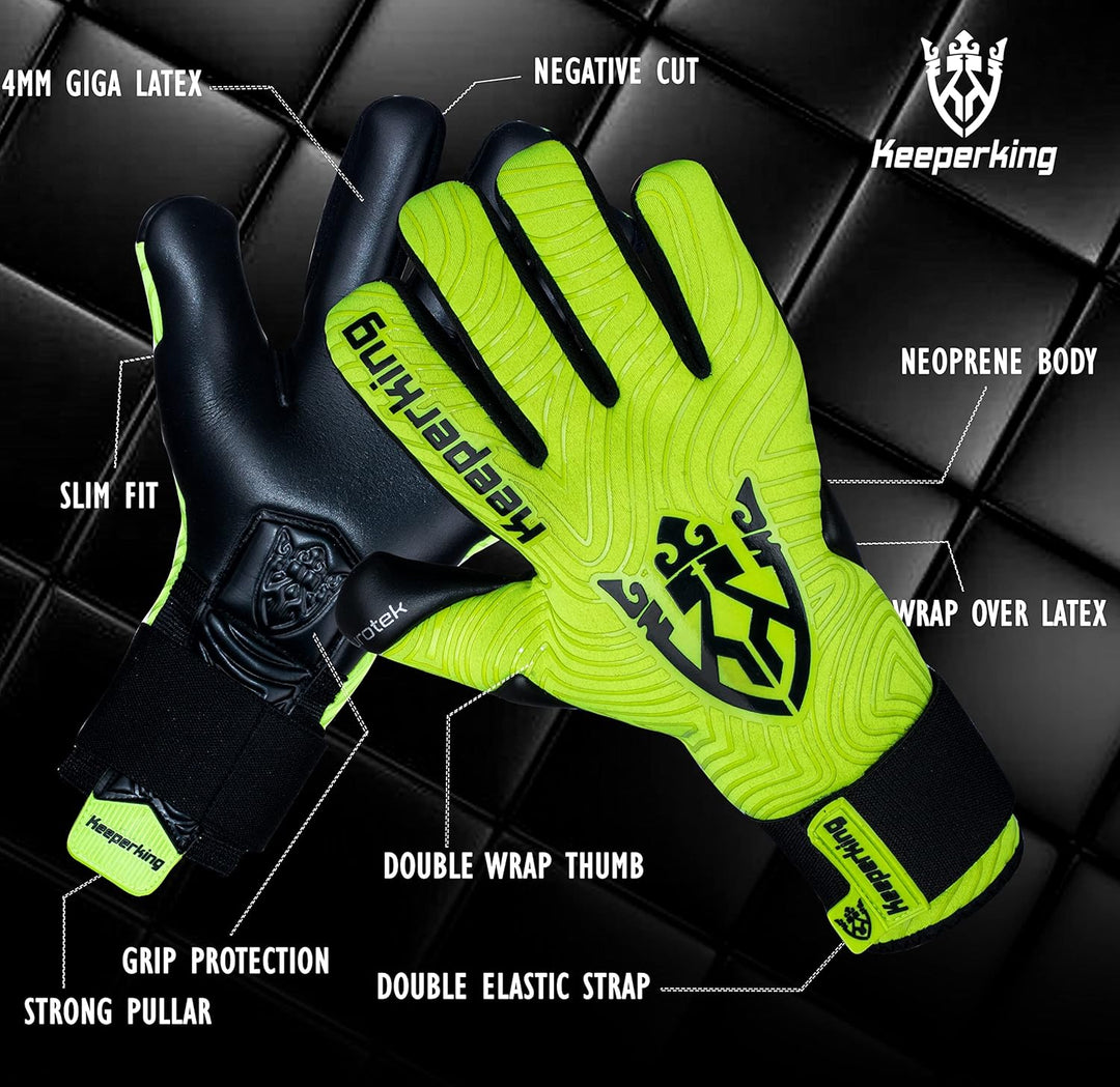 Keeperking Torwarthandschuhe für Erwachsene Fussballhandschuhe Herren Innennaht Profi Premier Grip 4
