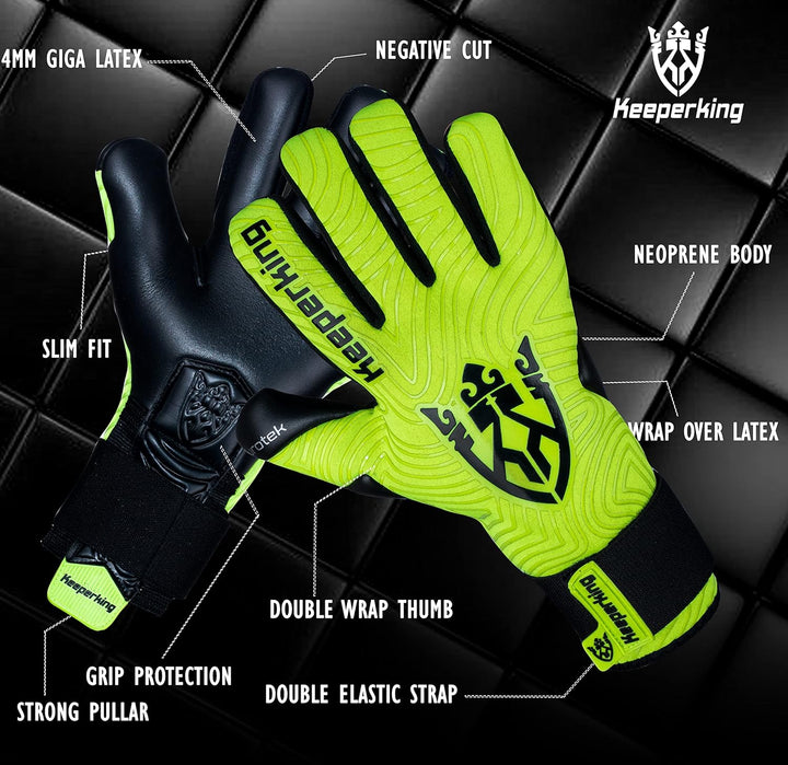 Keeperking Torwarthandschuhe für Erwachsene Fussballhandschuhe Herren Innennaht Profi Premier Grip 4