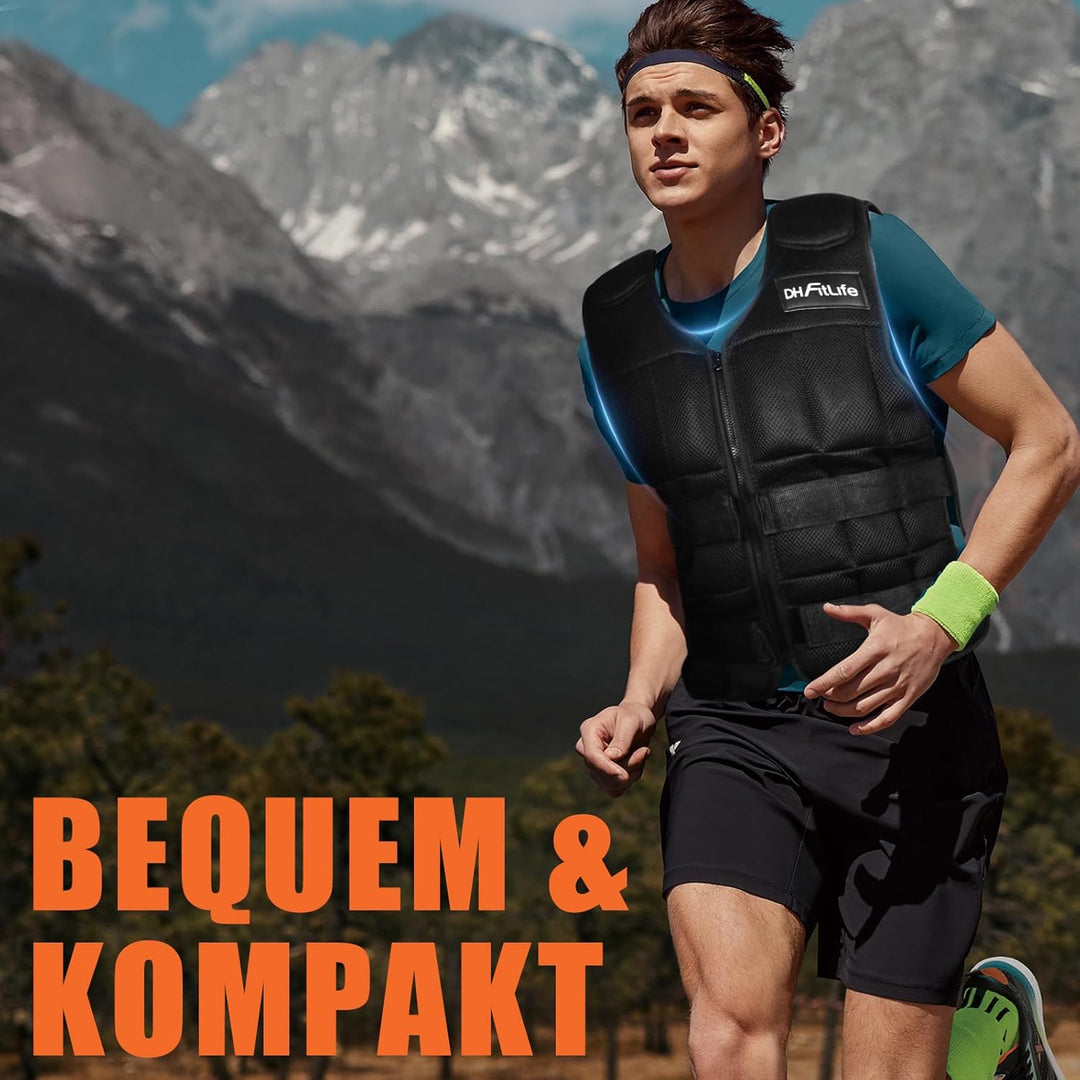DH FitLife Gewichtsweste 10KG 20KG zum Muskelaufbau u. Krafttraining | Weighted Vest | Laufweste Dam