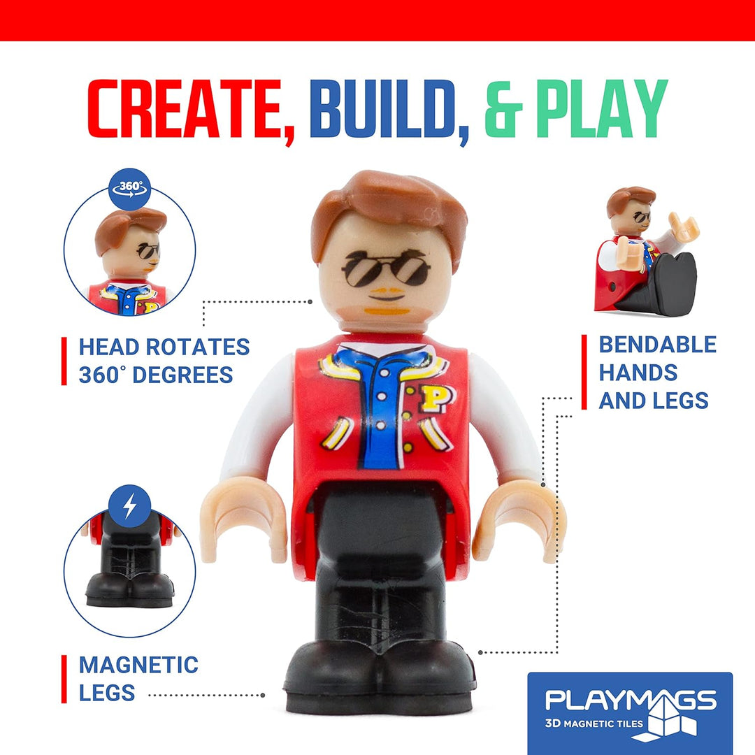 Playmags Magnetic Figures Community Figures Set von 15 - Spielleute Perfekt für Magnetfliesen - Mint