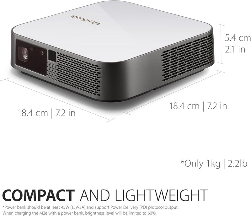 Viewsonic M2E Portabler LED Beamer (Full-HD, 1.000 Lumen, Rec. 709, HDMI, USB, USB-C, WLAN Konnektiv