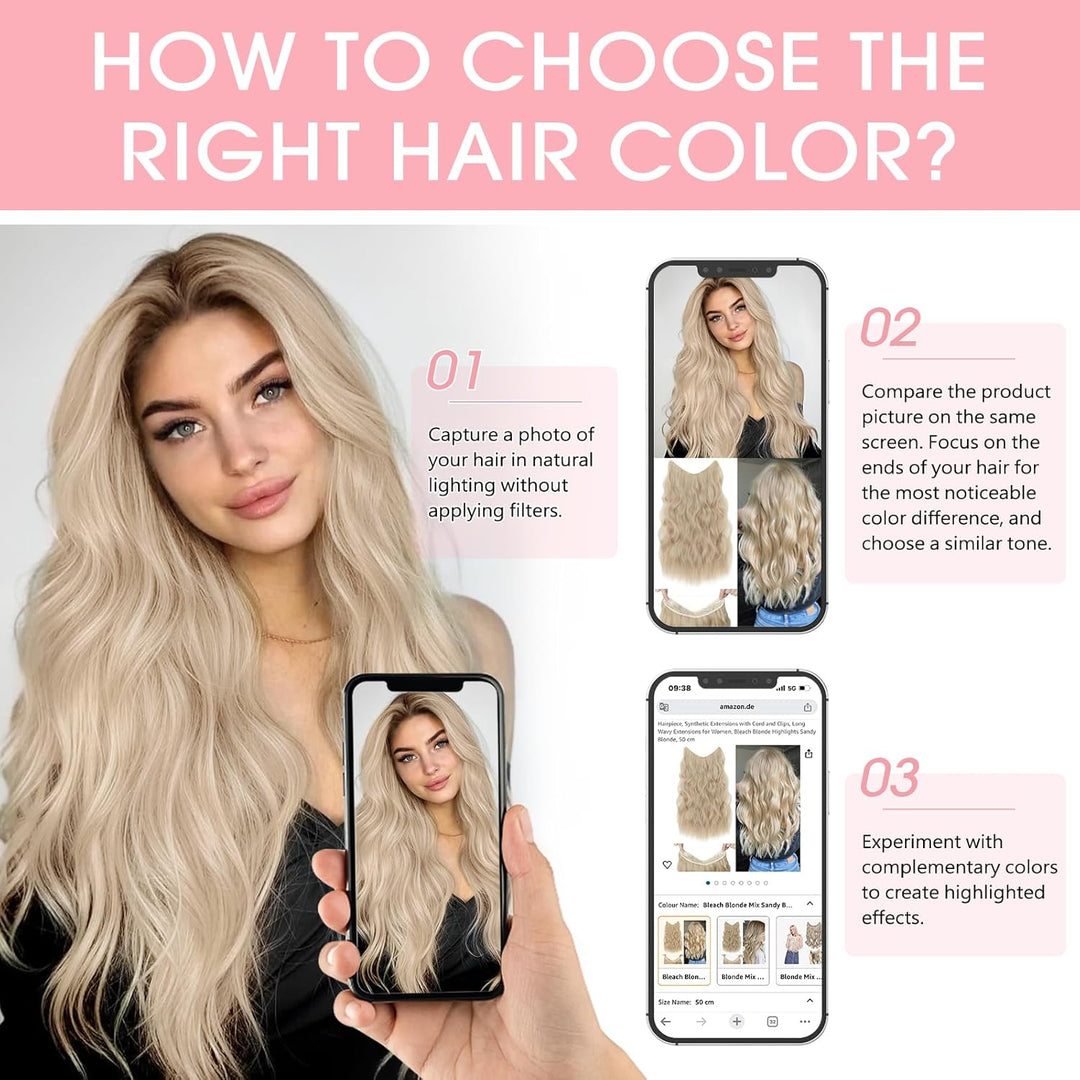 Silk-co Extensions mit transparenter Schnur, Glatte Synthetische Haarverlängerung wie Echthaar, kein