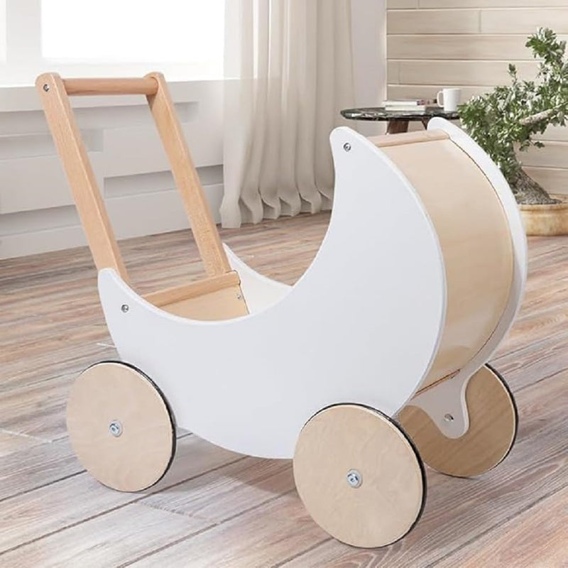 COIL Puppenwagen Lauflernwagen, Lauflernhilfe, aus Holz, Gummiräder, Kinderspielzeug