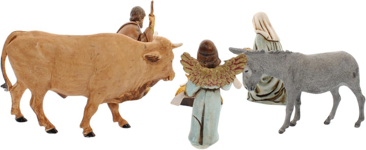 Moranduzzo Geburtsszene 6 Figuren für Krippe 11 cm Massstab 1:20 - Unzerstörbare Krippenfiguren - St