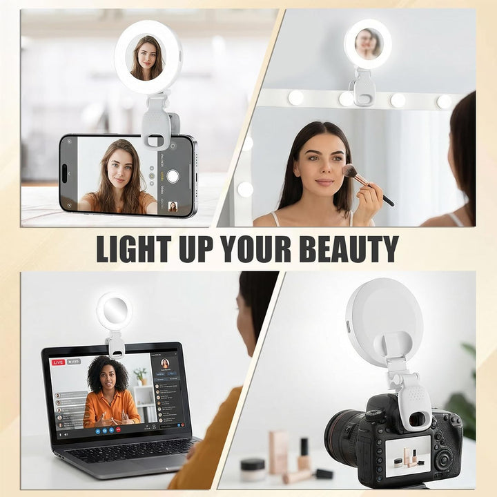 2er Set Selfie Licht Handy – Ringlicht Handy mit 3 Farbtemperaturen, 9 Helligkeitsstufen, 180° drehb
