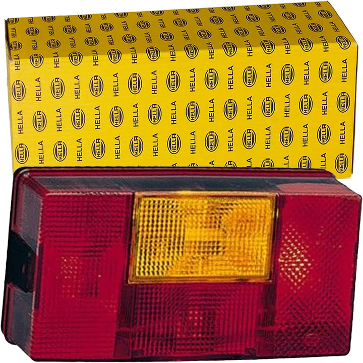 HELLA Rückleuchte - Glühlampe - 12V / 24V - Anbau - ECE - Lichtscheibenfarbe: rot/gelb - Stecker: Fl