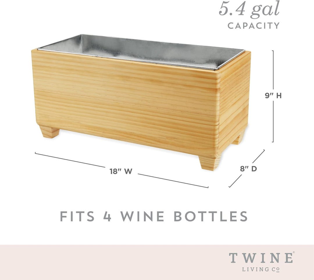 Twine Eiskübel aus Holz und verzinktem Metall, Weineimer und Bierkühler, für 4 Weinflaschen oder 19