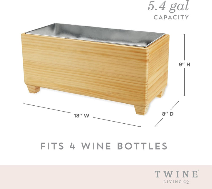 Twine Eiskübel aus Holz und verzinktem Metall, Weineimer und Bierkühler, für 4 Weinflaschen oder 19