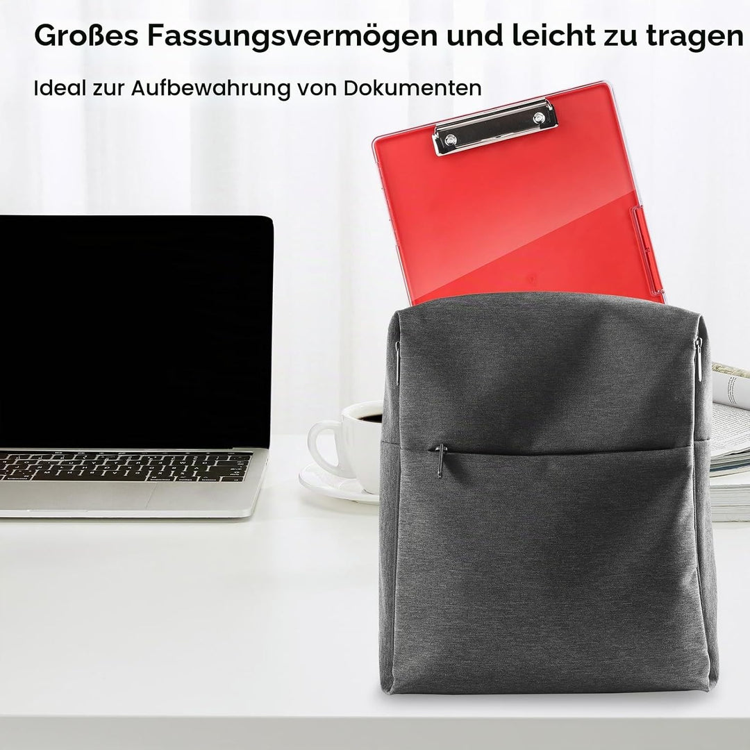 FRETONBA Klemmbrett a4 mit Aufbewahrungsfach, Rot Kunststoff-Klemmbrett, Leichtes Zwischenablage, Tr