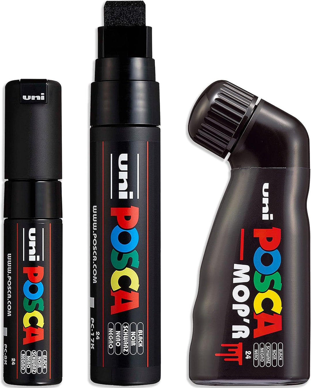 POSCA - Lackstift mit breiter Spitze, Mop'R, PC-17K, PC-8K, Schwarz und Weiss, 6 Stück