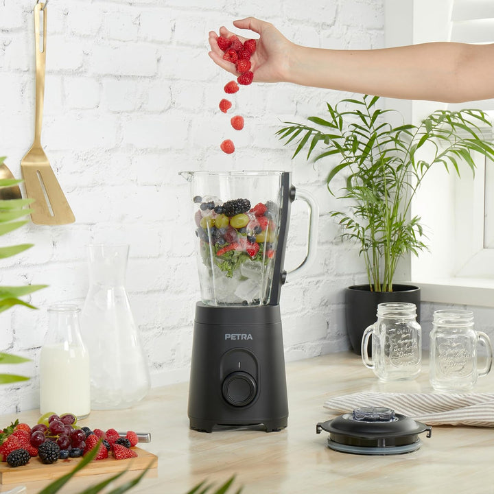 Petra Standmixer Glas 1,5L, Smoothie Maker & Mixer für Küche, Hochleistungsmixer mit Impulsfunktion,
