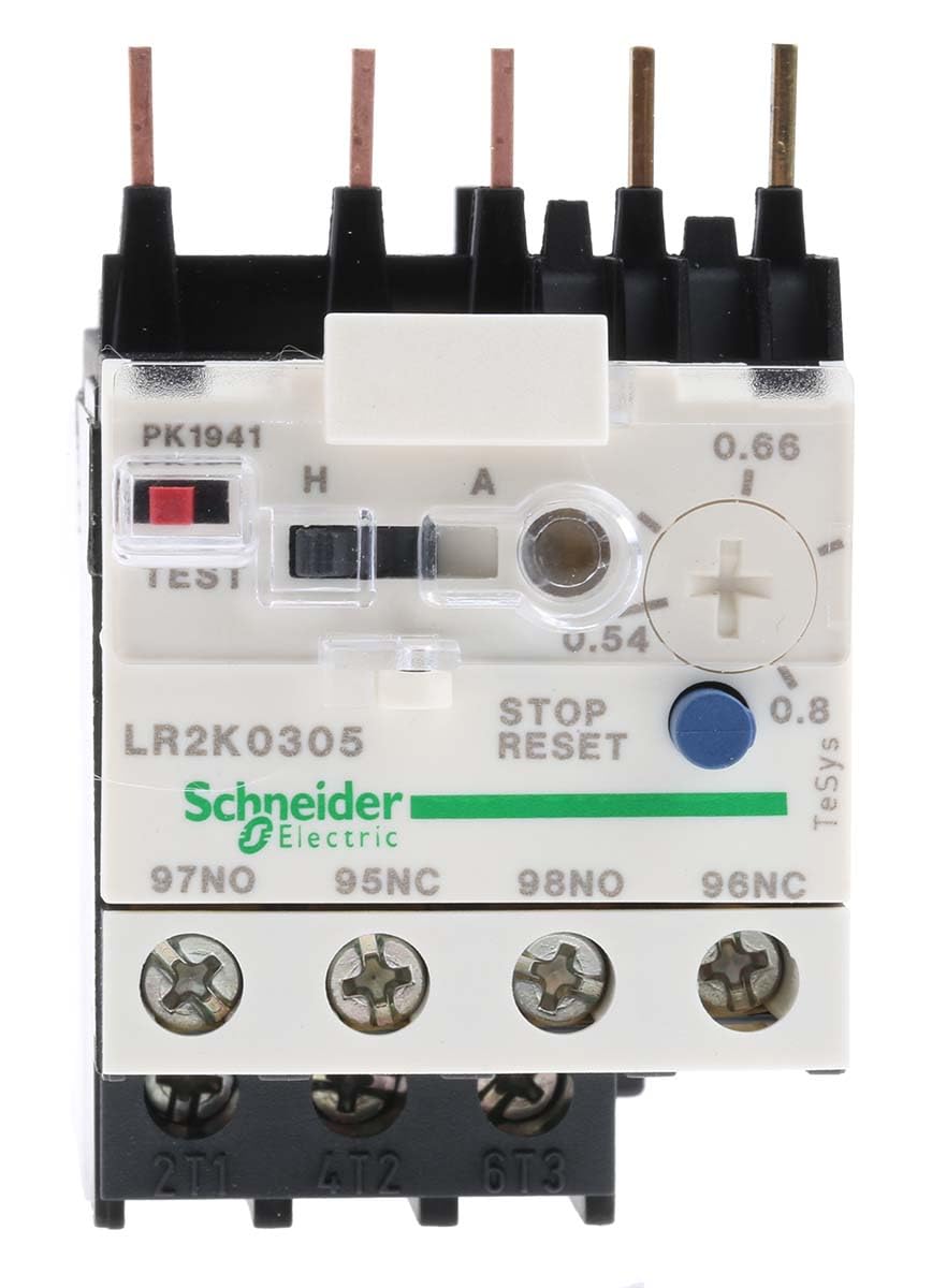 Schneider Electric LR2K0305 Motorschutzrelais, 0,54-0, 1S+1Ö, Klasse 10A, 40 W, 0.54-0.8A, 0.54-0.8A