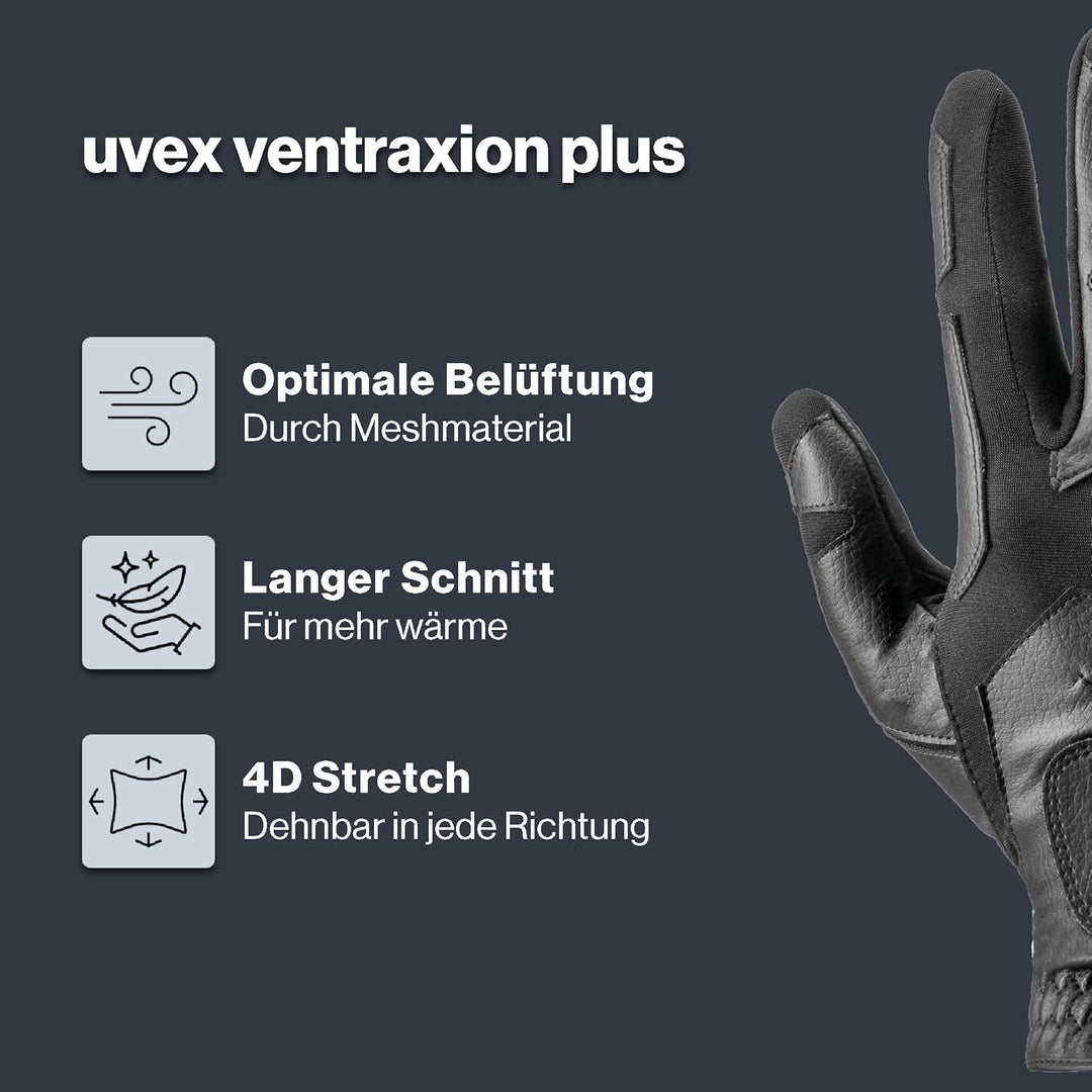 Uvex Ventraxion Plus Reithandschuhe 9-10 Schwarz, 9-10 Schwarz