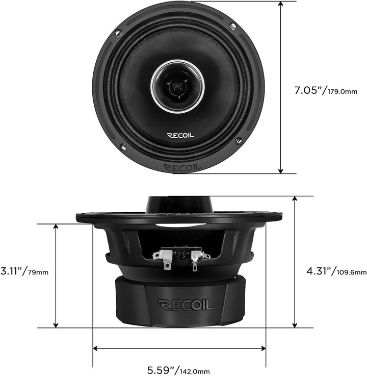 RECOIL MX65 Paar 6,5 Zoll （16,5 cm 2-Wege Pro Audio Mitteltöner Koaxiallautsprecher mit eingebauten