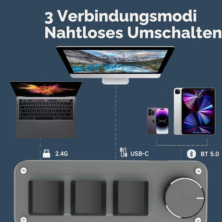 Mechanische Mini Makro Tastatur - Kabellos, Programmierbar, Hot-Swap Gaming Keyboard mit RGB Beleuch