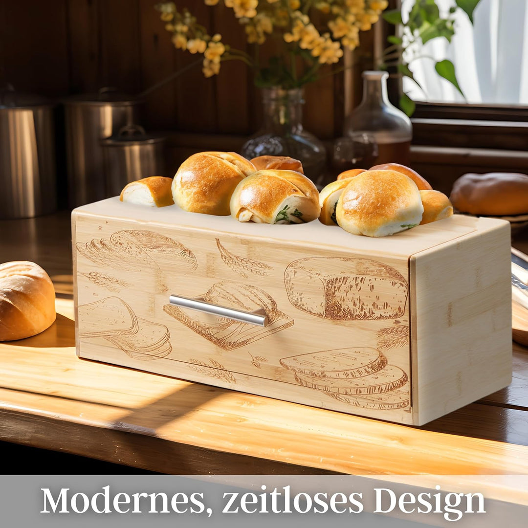 ecosa Brotbox aus nachhaltigem Bambus Brotkasten Brotaufbewahrung Brotkiste Aufbewahrungsbox Brotkor
