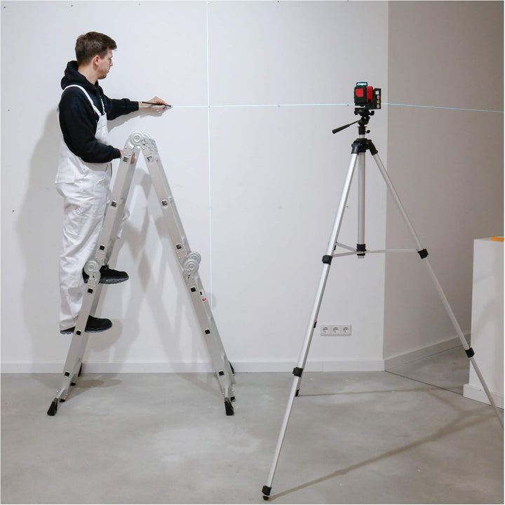 STIER Stativ 250, Baustativ, 250 cm, für Laser und Nivelliergeräte, Arbeitshöhe 88-250 cm stufenlos