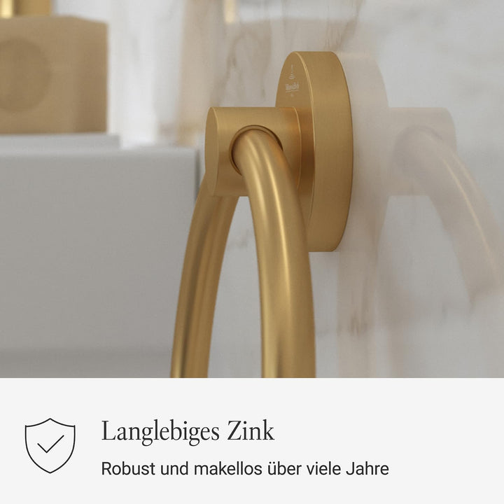 Villeroy &amp; Boch Elements Tender Handtuchhalter, rund – Gold, gebürstet Handtuchring rund Brushed Gol