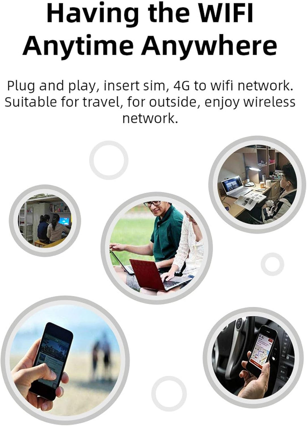 Tragbares 4G-LTE-USB-WLAN-Modem mit SIM-Kartensteckplatz, Hochgeschwindigkeit für 8 Benutzer, Unters