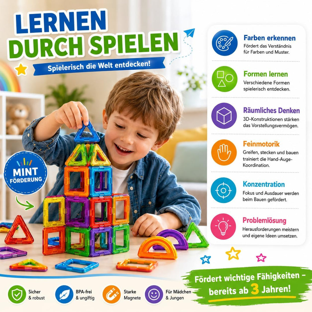Magnetische Bausteine 101 Teile, Magnetspielzeug Magneten Kinder Magnetbausteine Magnet Spielzeug Ma