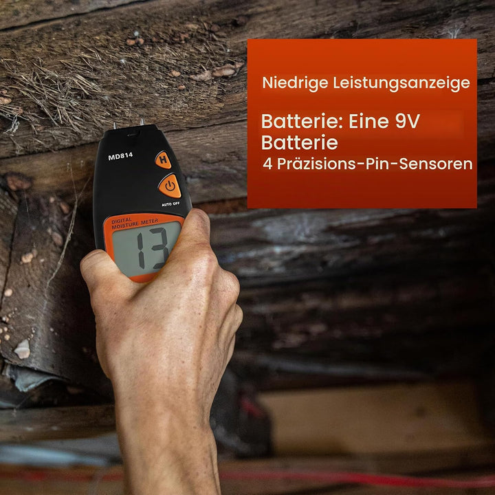 AMTAST Feuchtigkeitsmessgerät 4 Pins Holzfeuchtemessgerät, Digital Feuchtigkeitsmesser für Holz Bren