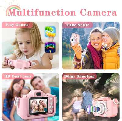 Digitalkamera Kinder 2,0 Zoll Bildschirm HD Dual Lens Digitale Videokameras mit weicher Cartoon Sili