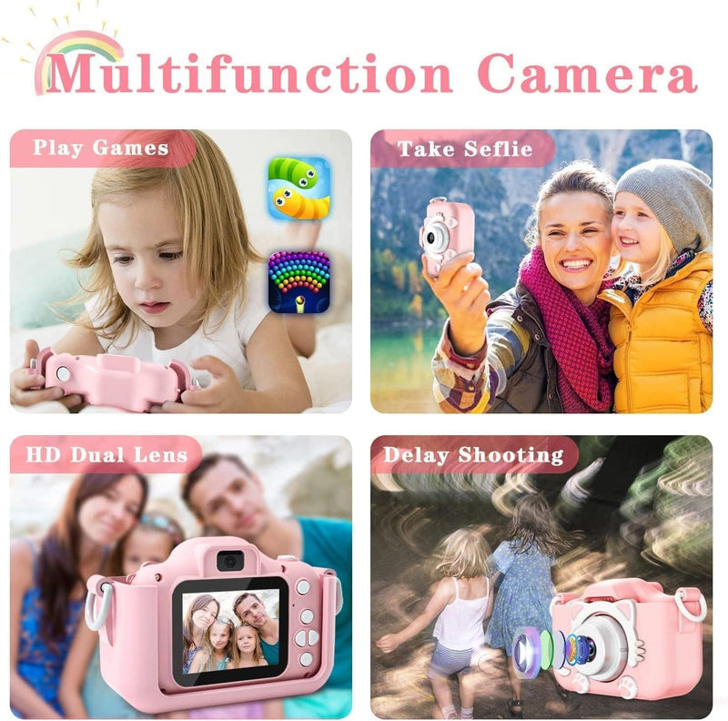 Digitalkamera Kinder 2,0 Zoll Bildschirm HD Dual Lens Digitale Videokameras mit weicher Cartoon Sili