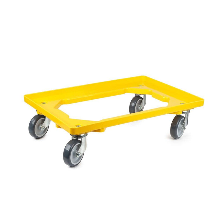 Mega Deal | 2x Proregal Transportroller mit Gummiräder gelb | HxBxT 15x60,7x40,7cm | Offen | 4 Lenkr