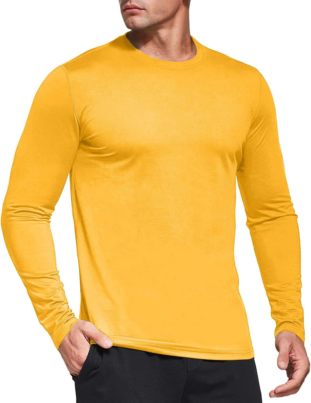 Herren 3er Pack Langarmshirt T-Shirts, UPF 50+ UV Schutz Schnelltrocknend Funktionsshirt Laufshirts,