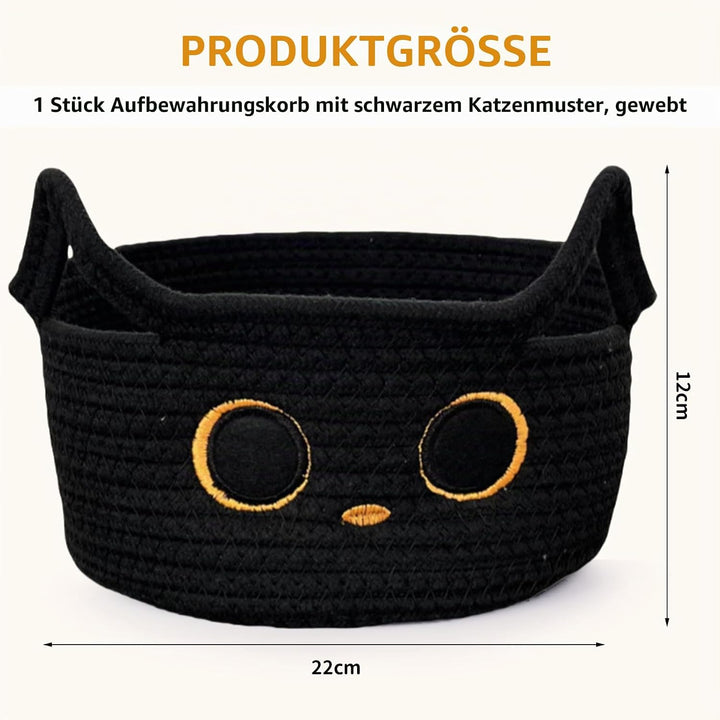 Kleiner Aufbewahrungskorb, Schwarze Katze Baumwoll Seil Körbe Geflochten Wäschekorb Für Kinderzimmer