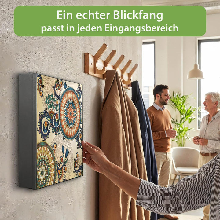 banjado Grosser Schlüsselkasten Metall - Schlüsselbox 30x30cm mit 32 Haken - Schlüsselkasten modern