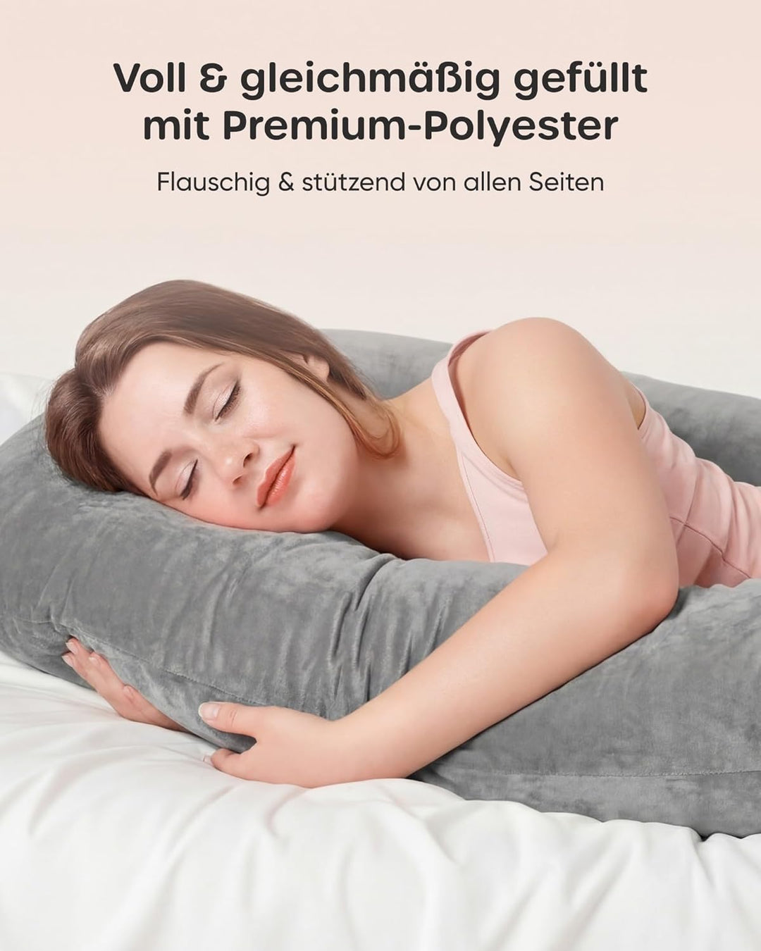 Nuliie Schwangerschaftskissen & Seitenschläferkissen U-Form mit waschbarem Bezug, Super-bequemes Kom