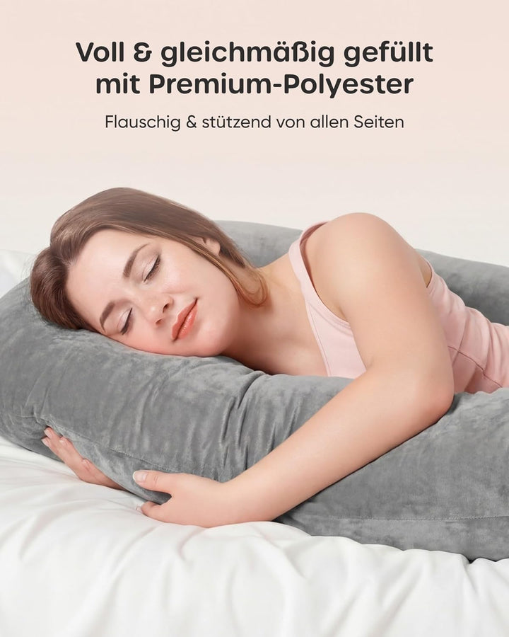 Nuliie Schwangerschaftskissen & Seitenschläferkissen U-Form mit waschbarem Bezug, Super-bequemes Kom