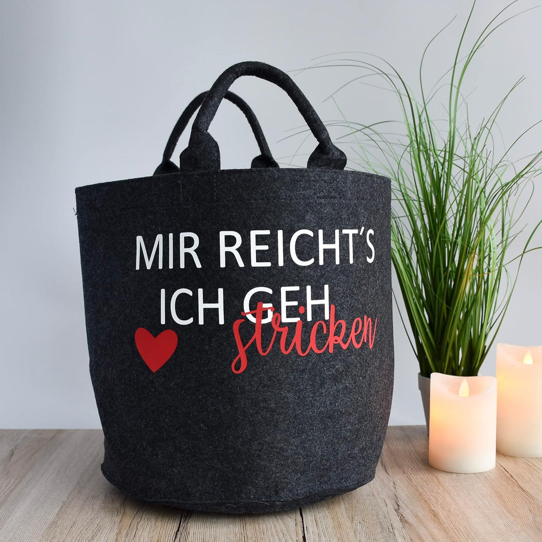 Strickkorb aus Filz | Aufbewahrung für Wolle und Garn | Utensilo zum Stricken oder Häkeln | Geschenk