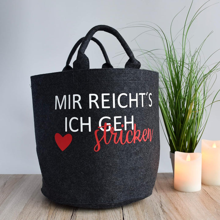 Strickkorb aus Filz | Aufbewahrung für Wolle und Garn | Utensilo zum Stricken oder Häkeln | Geschenk