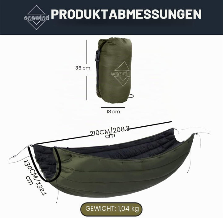Onewind Hängematte Underquilt, volle Länge unter Decke mit Isolierung für Hängematte Camping,4 Jahre