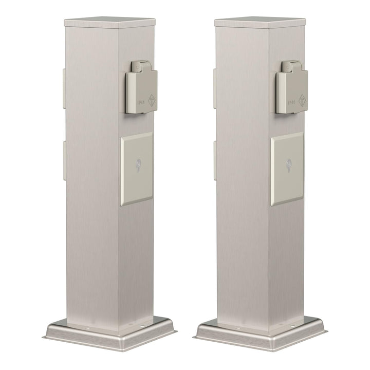 ledscom.de 2X Garten Steckdosensäule Polly für aussen, IP44, Smart Home, WLAN, Alexa, 3-Fach, Edelst