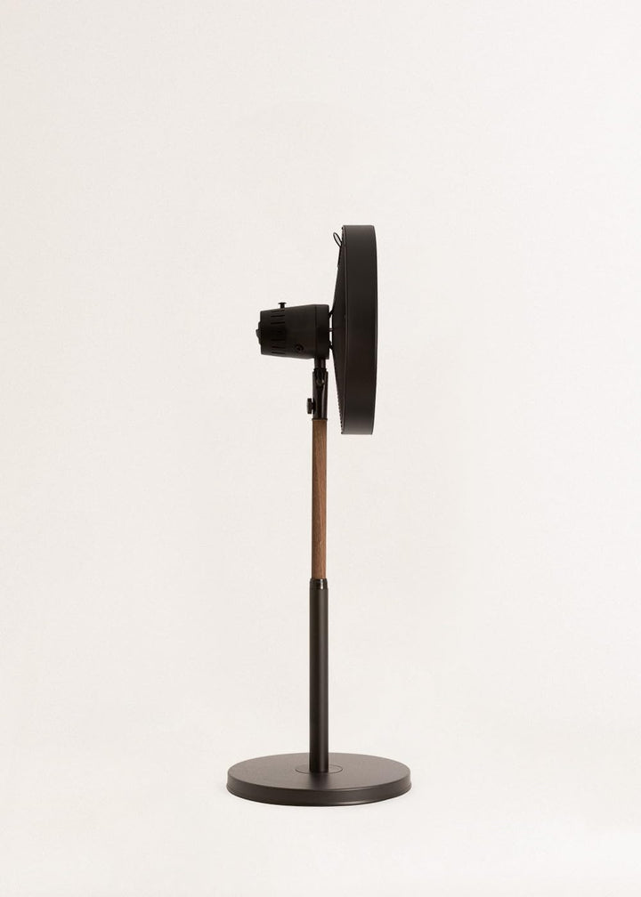 CREATE | AIR STAND WOOD/Standventilator mit Oszillation/schwarz und dunkle Holz/Retro-Stil, 3 Geschw